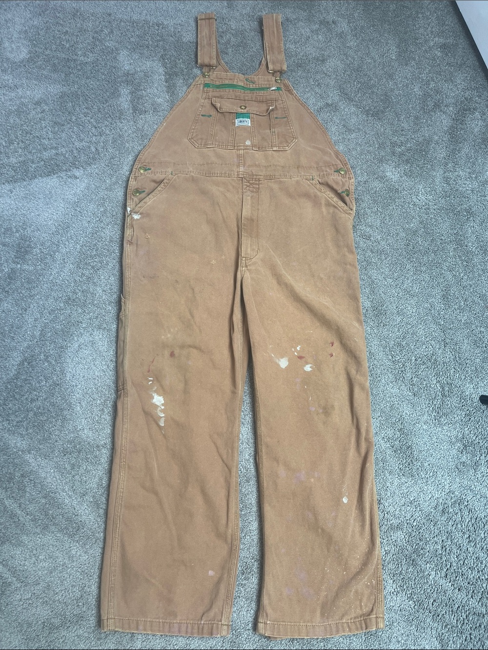 Liberty Tan Canvas Cargo Overalls Size 40 x 30